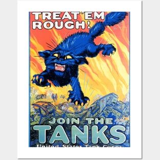 US Army Tank Corps WWI Recruiting Poster - Treat 'em Rough! Posters and Art